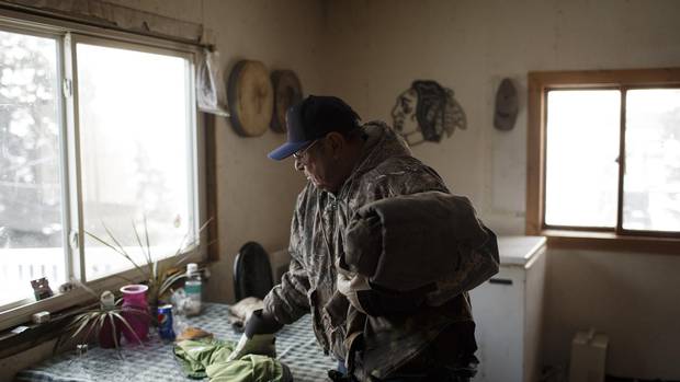 Fred Sasakamoose, 83 years old, at his home on the Ahtahkakoop First Nation reserve in Saskatchewan. On Feb. 27, 1954, Sasakamoose became the first aboriginal to play in the NHL.