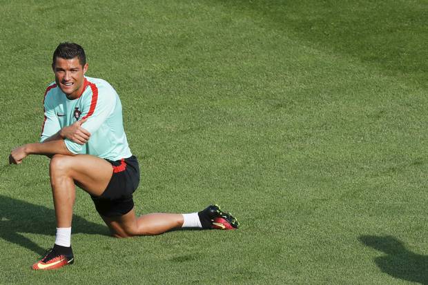 Portugal's Cristiano Ronaldo attends training ahead of Euro 2016.