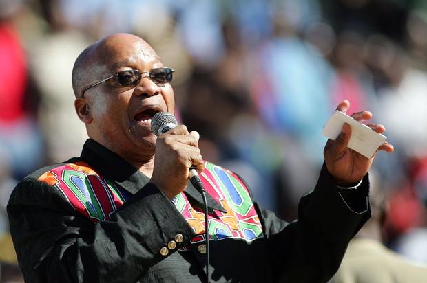 Jacob Zuma sings to supporters in Soweto, South Africa, in 2006.