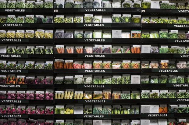 A display of seed packages.