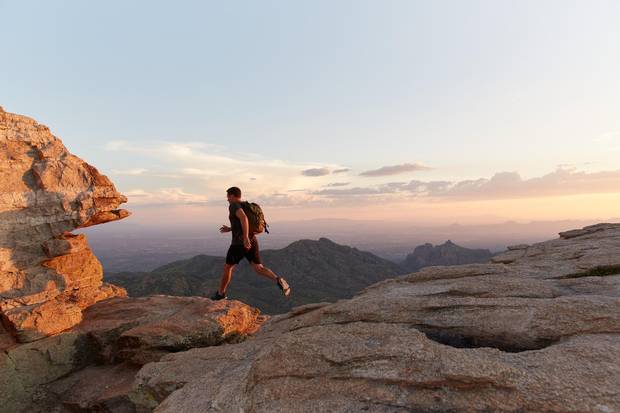 Arizona’s iconic red rock country provides a picturesque setting for an evening hike.