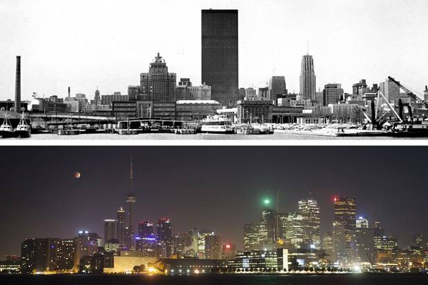 The Toronto skyline, in the late 1960s, above, and 2010s, below. Condo ownership became a legal option for Torontonians in 1967.