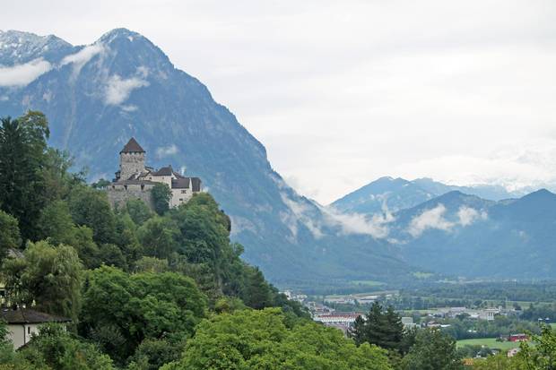 Vaduz Castle sits within the mountainous principality of Liechtenstein, which is surrounded by Austria to the east and Switzerland elsewhere.