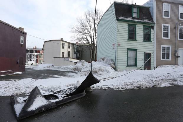 A St. John’s house shows the aftermath of the weekend’s storm on Monday morning.