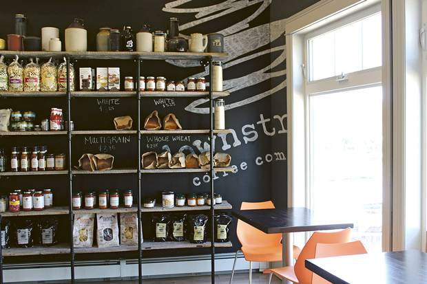 Downstreet Coffee Company and its selection of indie skin care and gourmet foodstuffs.