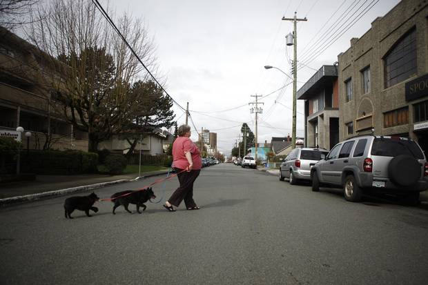 Noreen Begoray was living in her car with her two dogs Gypsy and Kako for nearly a year and is now she's living in her own bachelor apartment in Victoria, B.C., Tuesday, March 29, 2017.
