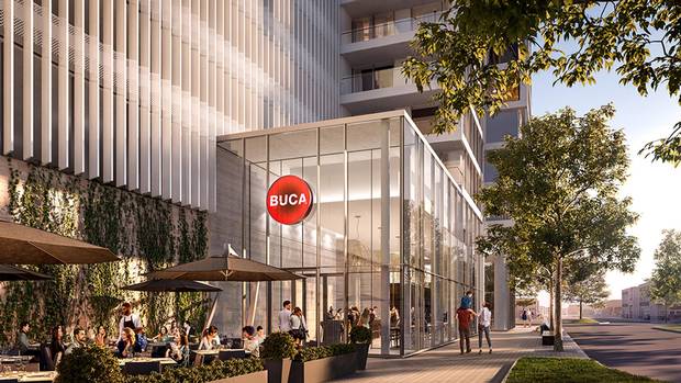 The development will house the first Buca restaurant outside of Toronto.