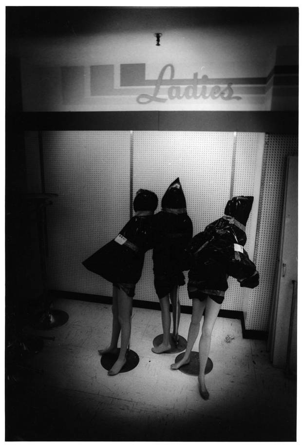 3 Ladies, Moose Jaw Sask., 1990. The old Army & Navy department store on Moose Jaw's Main street was like a museum of modern history. At the time, these three mannequins made me think of a scene from a gas chamber. Macabre images like this one ran in my Saturday photo column Sidetracks, not without some criticism.