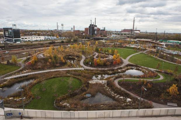 The Corktown Common Park in the Canary District in Toronto is seen on November 8, 2013.