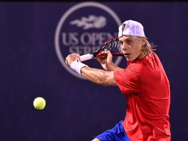 MONTREAL, QC - AUGUST 10: Denis Shapovalov of Canada prepares to return the ball against Rafael Nadal of Spain during day seven of the Rogers Cup presented by National Bank at Uniprix Stadium on August 10, 2017 in Montreal, Quebec, Canada. (Photo by Minas Panagiotakis/Getty Images)