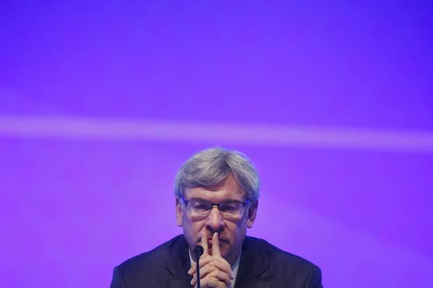Dave McKay listens during the bank's annual general meeting in Toronto, Ontario, Canada, on Thursday, April 6, 2017.