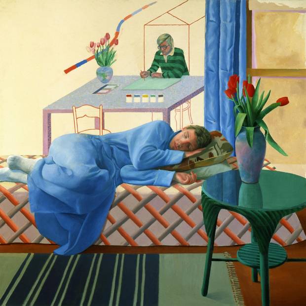 David Hockney’s Model With Unfinished Self-Portait, 1977 OIL ON CANVAS 60 X 60