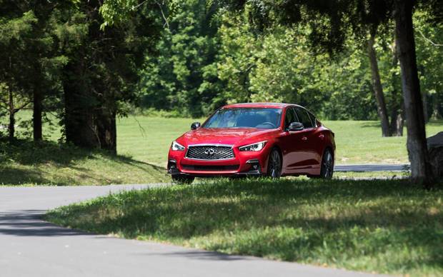 The 2018 Infiniti Q50 sports sedan features a refreshed exterior and interior design.