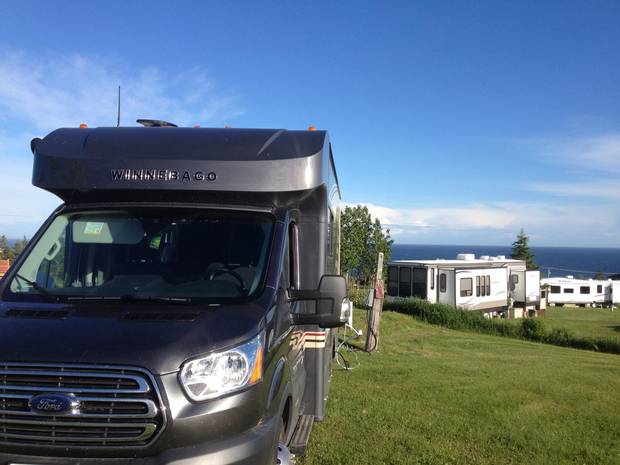 An RV park overlooking the Gulf in Percé.