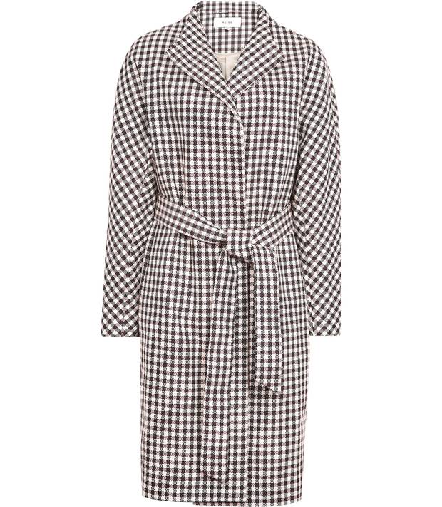 Mae checked trench coat, $595 at Reiss (reiss.com).