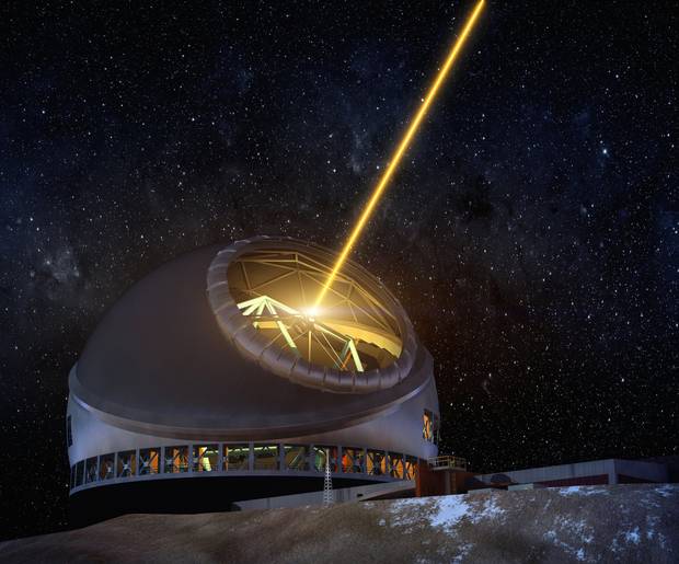 A laser on Thirty Meter Telescope will help the observatory take space-quality images.