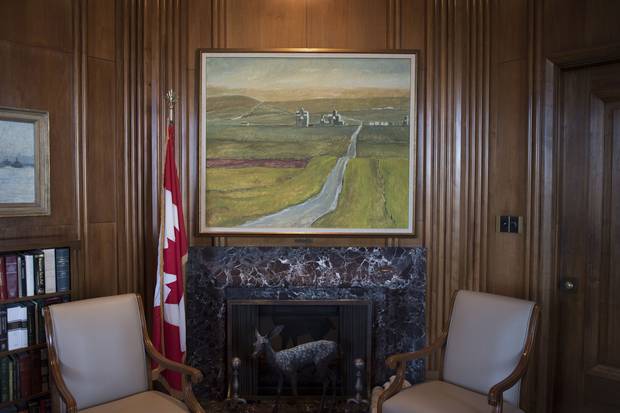 A Robert McInnis painting of chief justice McLachlin’s hometown, Pincher Creek, hangs in the office of the Chief Justice of the Supreme Court of Canada.