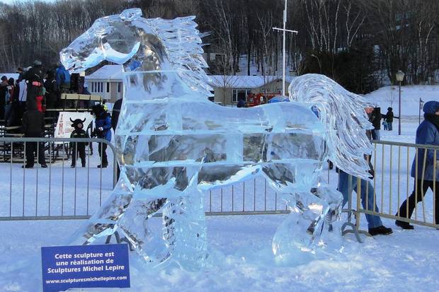 An ice sculpture carved jointly by Quebec City artist Michel Lepire and his son Marc in 2011.