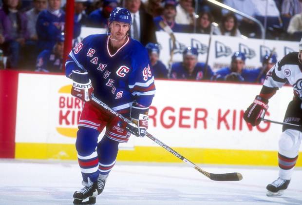 Gretzky in the first of his three seasons with the New York Rangers in 1996. 
