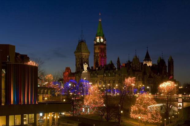In Ottawa, the winter landscape glows with over 300,000 multicoloured lights during the holiday season.