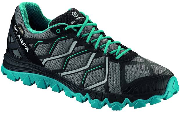 Scarpa’s new Proton GTX footwear features grips designed to prevent users from slipping during a winter jog.