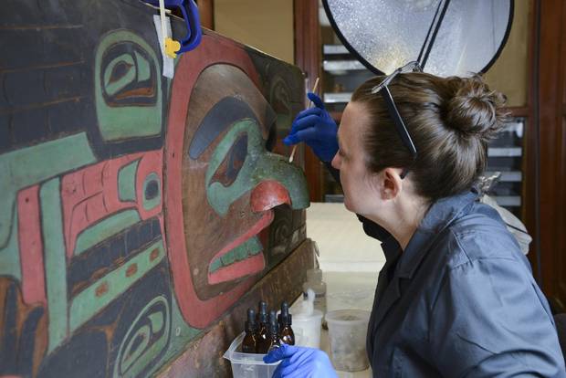 The restoration of the Northwest Coast Hall includes a major effort by the Museums Objects Conservation Laboratory to conserve more than 1,000 items from the Northwest Coast collection.