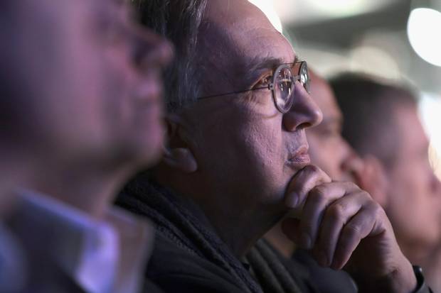 Sergio Marchionne, CEO of Fiat Chrysler Automobiles, watches the introduction of the 2019 Ram 1500 pickup truck at the North American International Auto Show on Jan. 15, 2018.