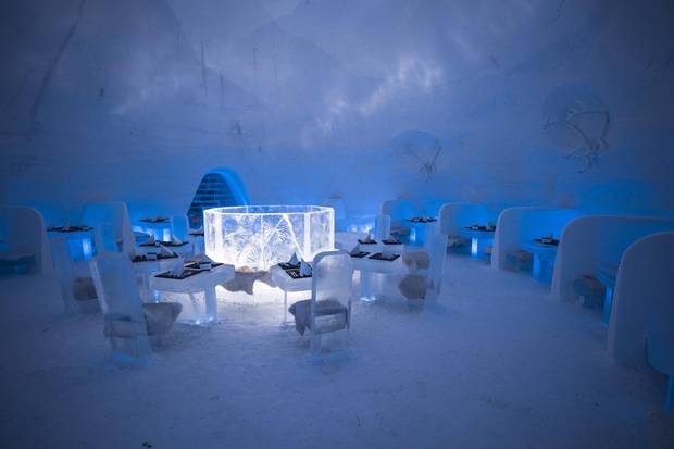 Restaurant -- Lapland Hotels SnowVillage in Finland.