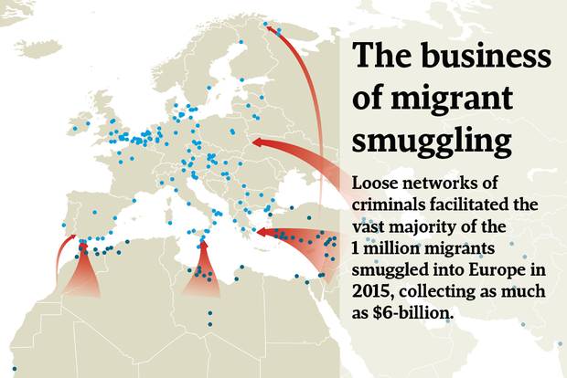 Interpol and Europol identified 250 smuggling hotspots, 170 inside the European Union and 80 outside the EU. These smuggling hubs offer a mini-economy aimed at profiting from desperate migrants – whether it is transport services in the form of bus, truck, or train, or document forgery services to allow travel across borders. New smuggling hotspots are expected to emerge as the demand for smuggling services to Europe increase.