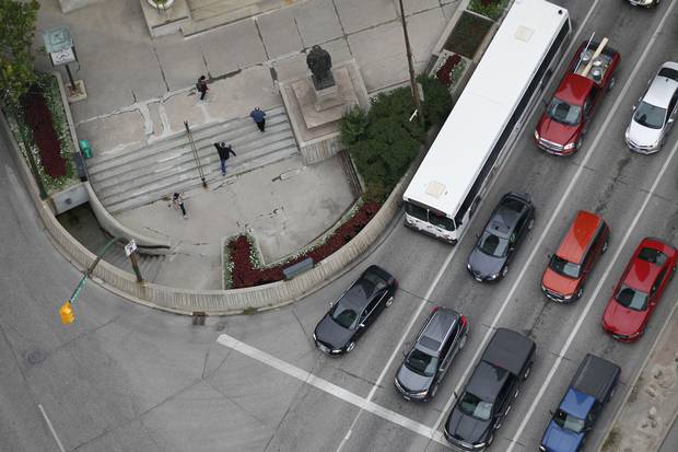 The intersection of Winnipeg’s Portage Avenue and Main Street is sometimes called the crossroads of Canada, given how close it is to the longitudinal centre of the country. But if you’re a pedestrian trying to cross it above ground, forget about it.