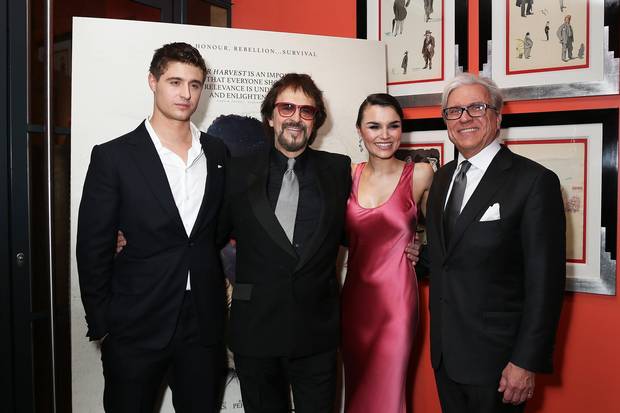 From left to right: Max Irons, George Mendeluk, Samantha Barks and Ian Ihnatowycz attended the gala Screening of Bitter Harvest in London, England on Feb. 20.