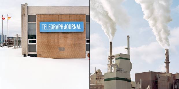 From left: the Telegraph-Journal; the Saint John pulp and paper mill.