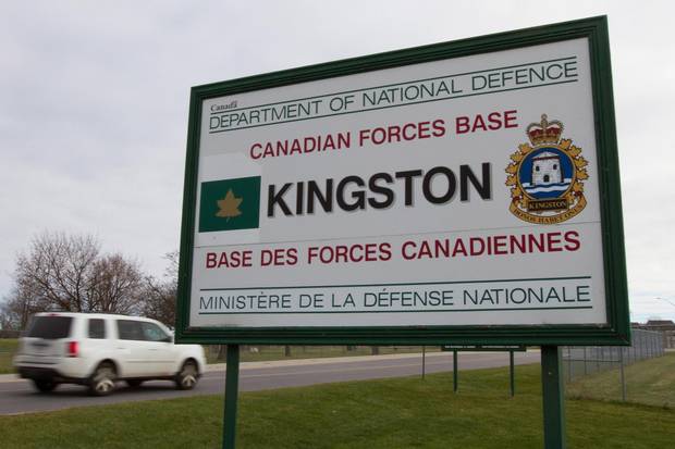 A sign for the Canadian Forces base in Kingston, Ont., is shown on MNov. 23, 2015. Several barracks on base are being cleaned out to make room for Syrian refugees.