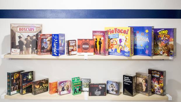 A sample of the games on offer at Boxcar, one of Calgary's board game cafes.