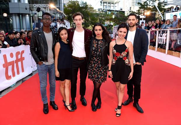 TIFF Rising Stars Mamoudou Athie, Ellen Wong, Daniel Doheny, Lina El Arab, Jessie Buckley and Vinnie Bennett attend the Stronger premiere at Roy Thomson Hall on Sept. 8, 2017.