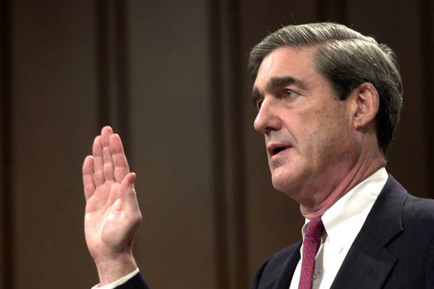 Robert Mueller is sworn in at the start of his testimony during his confirmation hearing as FBI director before the Senate Judiciary Committee on Capitol Hill on July 30, 2001.