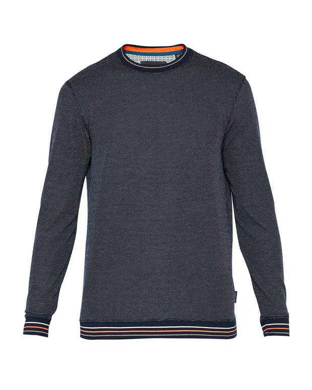 Damlar Birdseye sweater, $189 at Ted Baker (tedbaker.com).