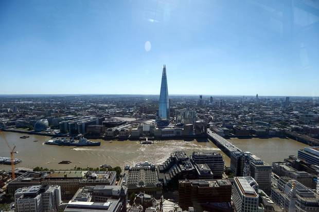 London skyline along the River Thames.
