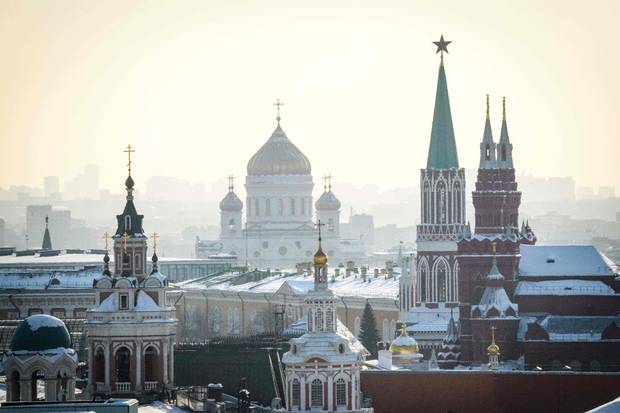 The Kremlin and the Christ the Saviour Cathedral in Moscow.
