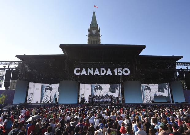 The Ottawa Children's Choir performs Tragically Hip frontman Gord Downie's song Secret Path at We Day on Parliament Hill, in Ottawa on Sunday, July 2, 2017. Downie's project 