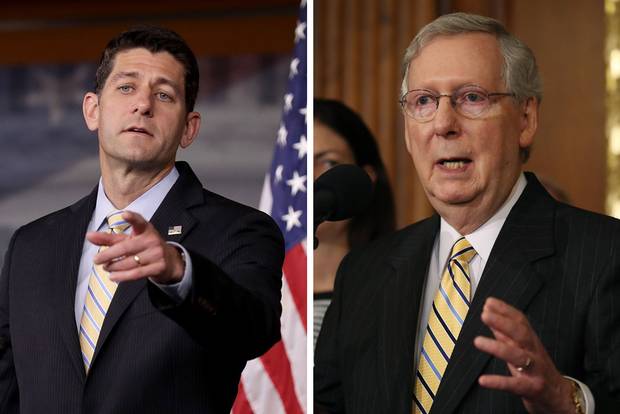 Speaker of the House Paul Ryan, left, and Senate Majority Leader Mitch McConnell, right, both Republicans, will be speaking at the GOP convention next week.