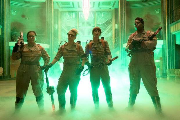 The Ghostbusters’ cast includes, from left, Melissa McCarthy, Kate McKinnon, Kristen Wiig and Leslie Jones.