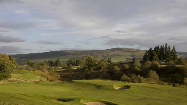 16th hole on the Queen's Course, one of many golf courses at Gleneagles Hotel.