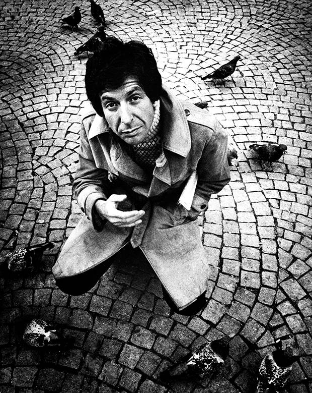 Photographed in Amsterdam in 1972, Leonard Cohen sported a more bohemian look than the melancholy that became his signature.