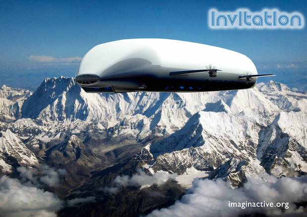 The Invitation is a cruising airship designed to take off with a dozen VIP passengers and their families.