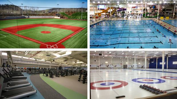 The sports facilities on Fort McMurray’s McDonald Island.