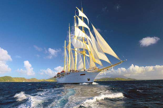 The Star Clipper, a 110-metre long barque, holds 135 passengers.
