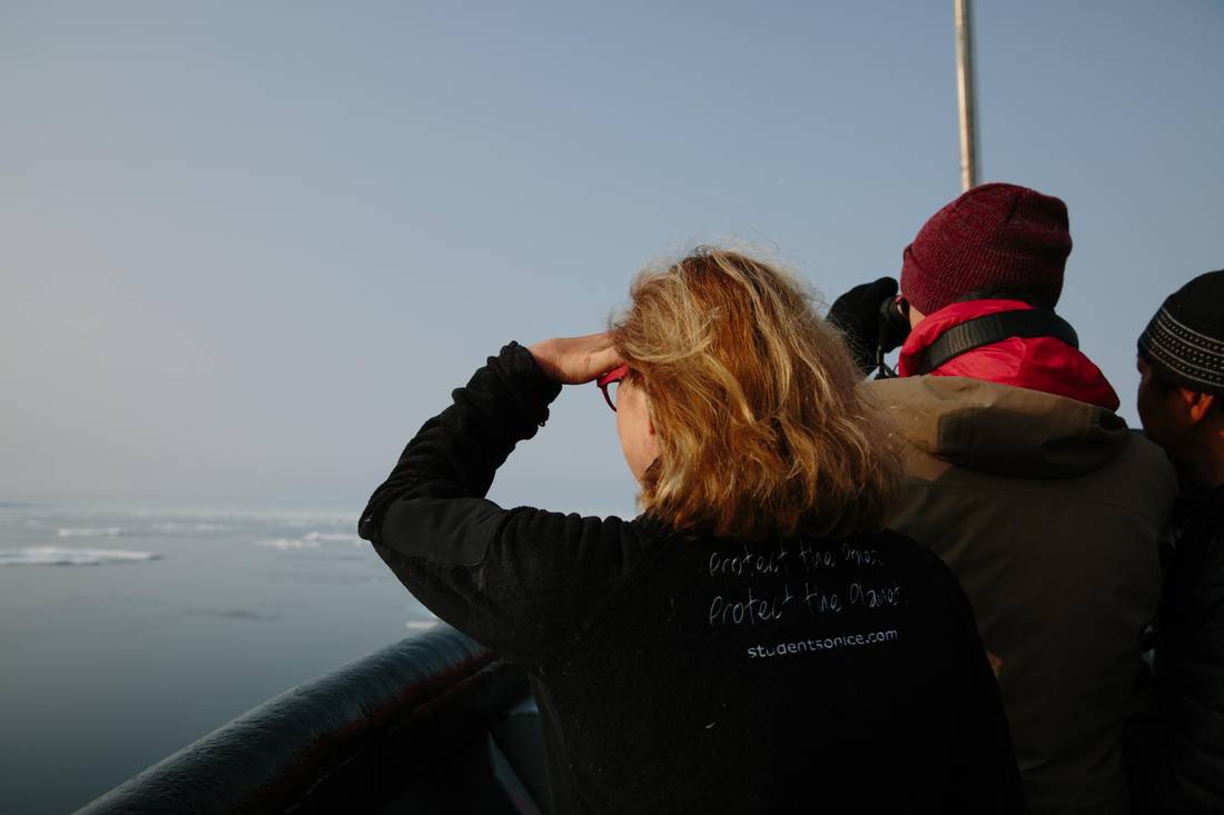 Margaret Wente looks out to sea after passing through the Bellot Strait, at the heart of the Northwest Passage.