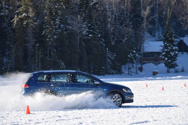 . Volkswagen all-wheel-drive on a frozen lake in Quebec. Photos