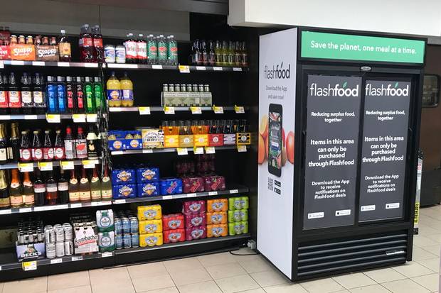 Flashfood allows a grocery to upload a picture of the food it is about to toss, mark down the price and send messages to willing customers’ phones about quick deals.